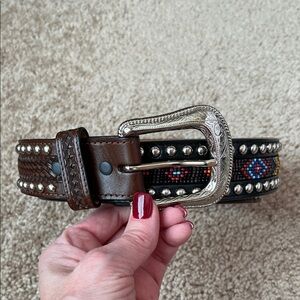 3-D Leather Unisex Beaded Studded Belt